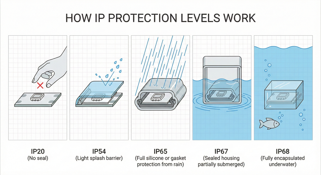 IP Ratings Explained: IP20 vs IP54 vs IP65 vs IP67 vs IP68 (Quick Guide to Choosing the Right Lighting)