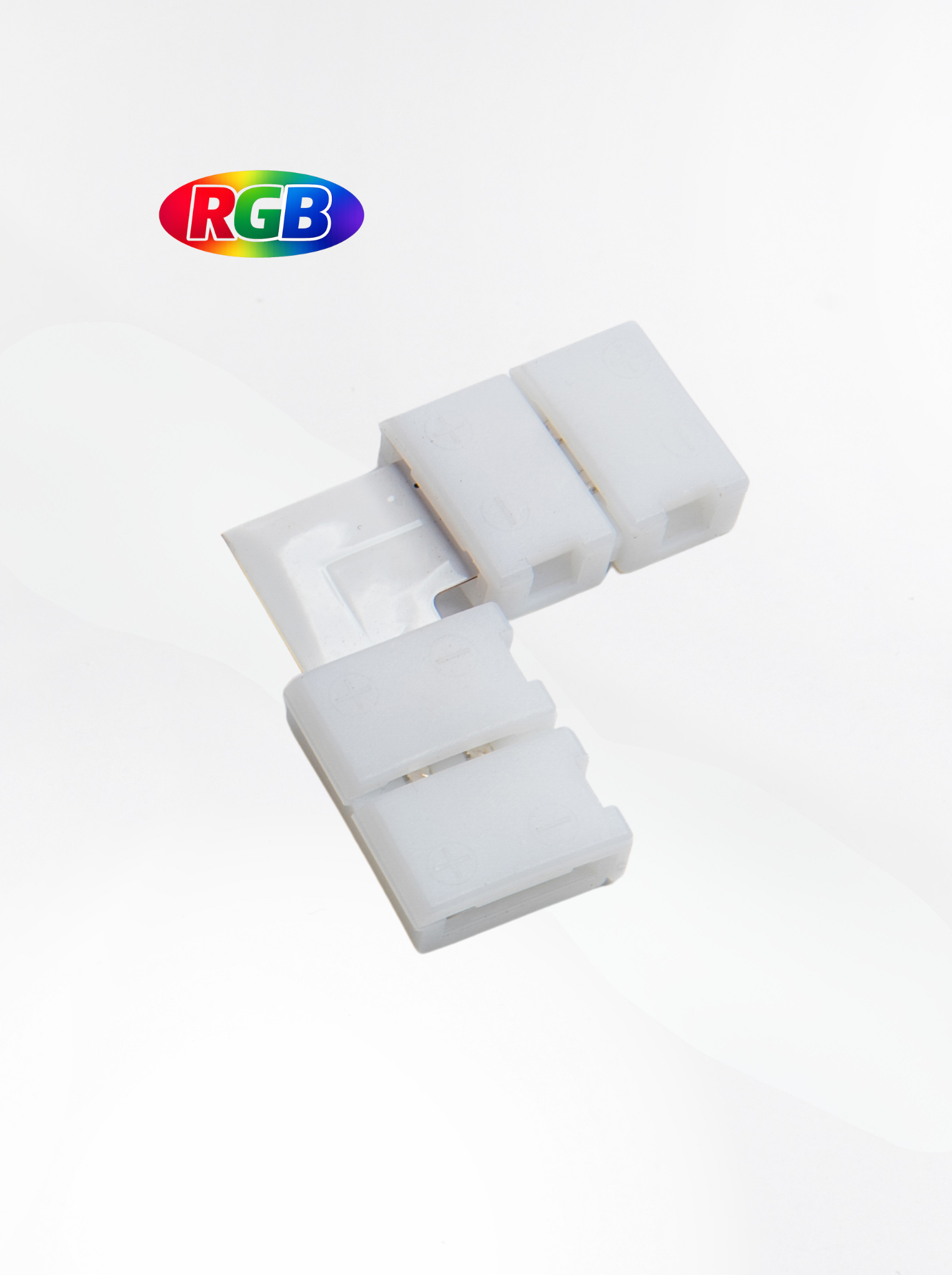 SMD RGB 90° Corner Connector (L) , Clasp-Lock (8–10mm), PVAC-F05