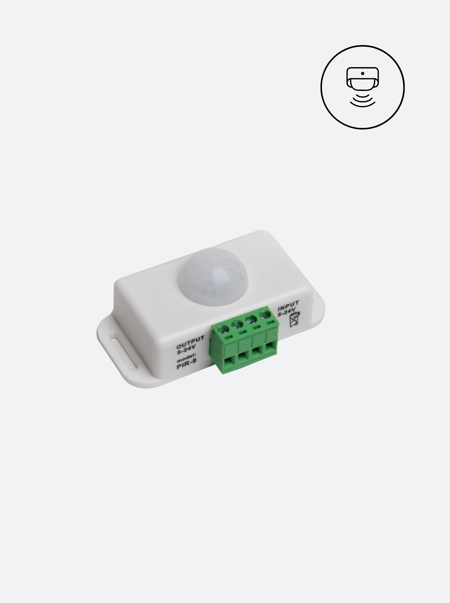 Motion Sensor, 12–24V, 8A, IP20 (White), PVAC-F34