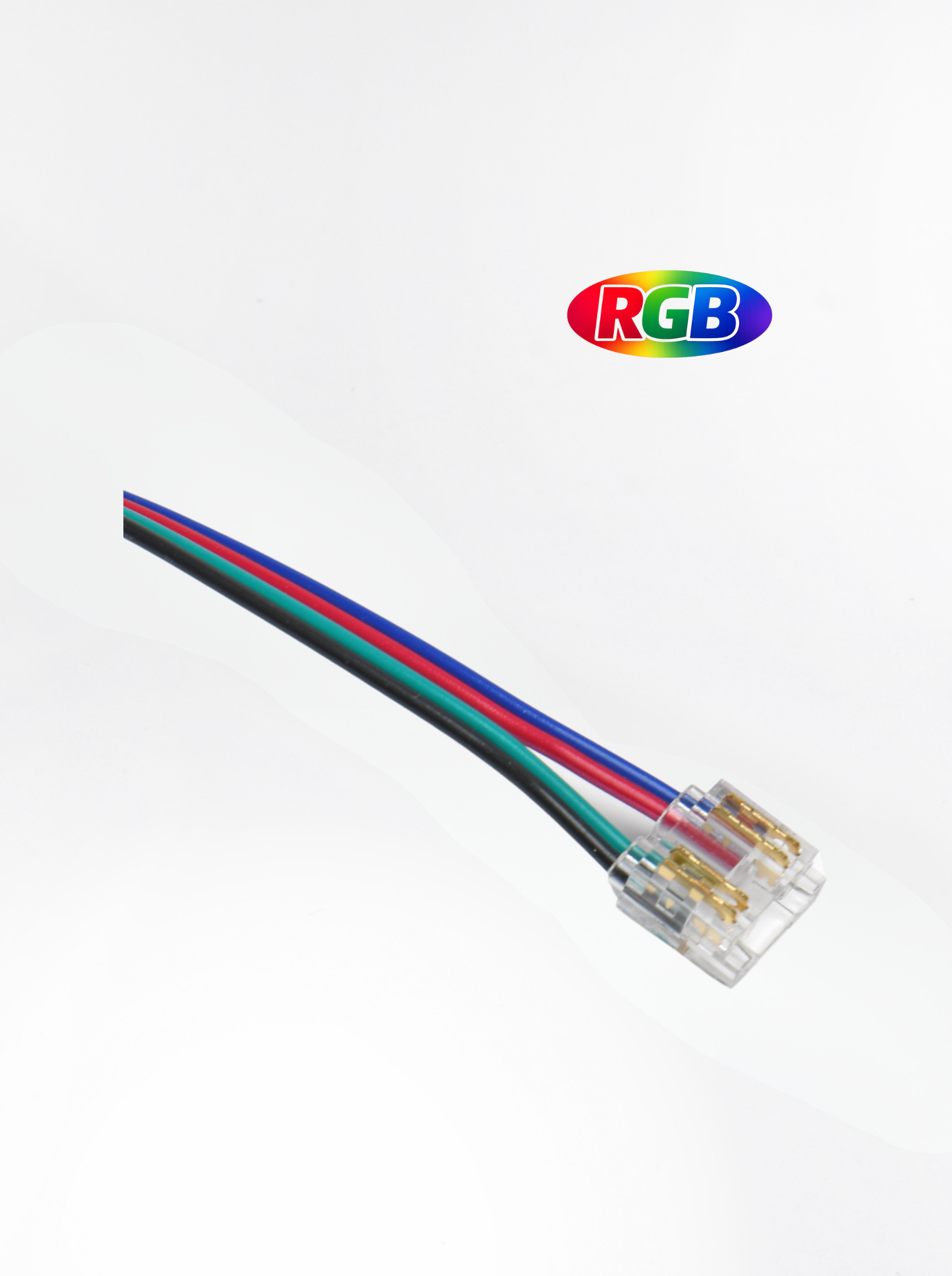 COB RGB Strip-to-Wire Connector , 15cm Lead, Push-In Seamless Design, Transparent (8–10mm), PVAC-F39