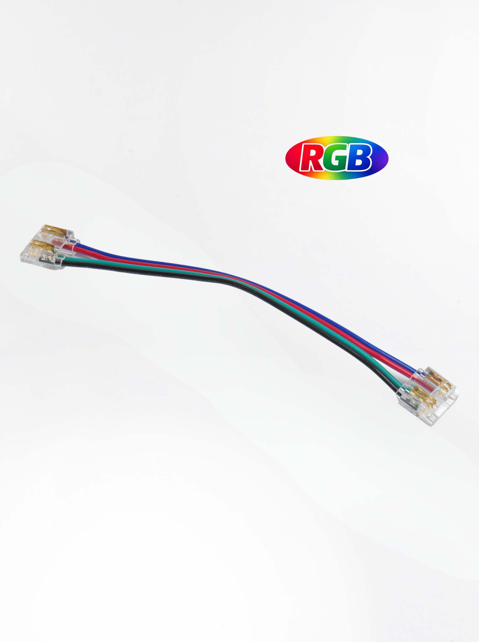 COB RGB Strip-to-Wire-to-Strip Connector , 15cm Link Wire, Push-In, Transparent (8–10mm) , PVAC-F48