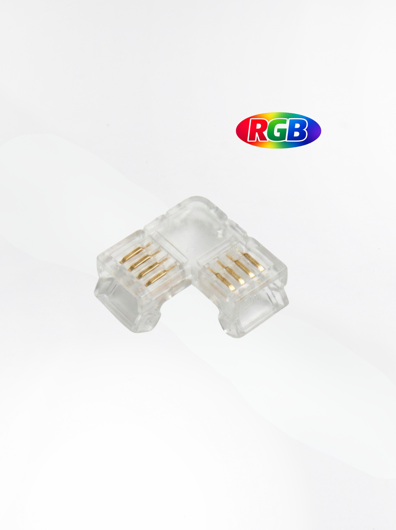 COB RGB 90° Corner Connector (L), Clasp-Lock, Transparent (8–10mm), PVAC-F49
