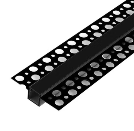 Trim less Post-Drywall Aluminum Profile (Black Finish+ Black Diffuser, 9.6mm Channel)