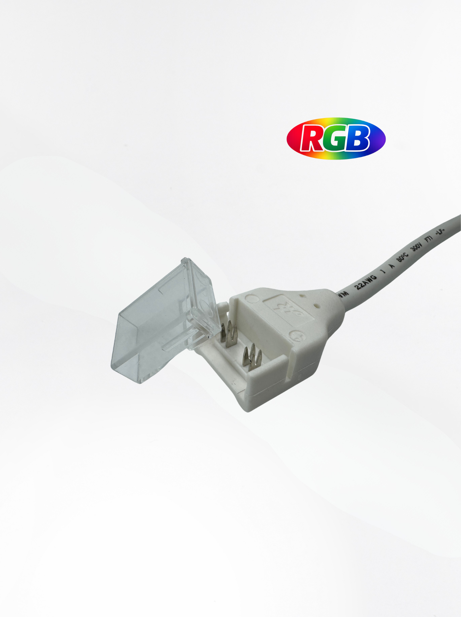 IP65 COB RGB Strip-to-Wire Connector, 15cm Lead, Locking Seal Cap (Waterproof), PVAC-F65