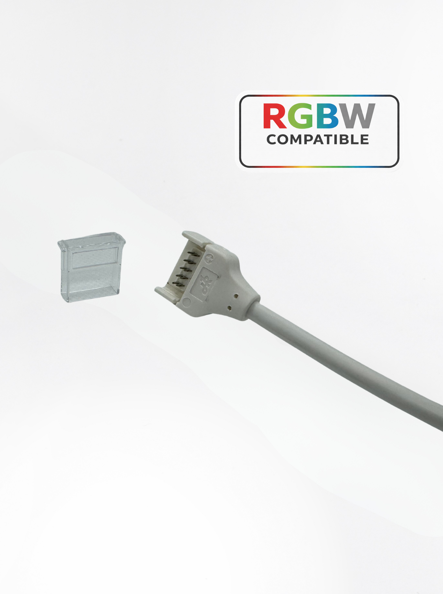 IP65 COB RGBW Strip-to-Wire Connector, 5-Pin, 15cm Lead, Locking Seal Cap (Waterproof), PVAC-F70