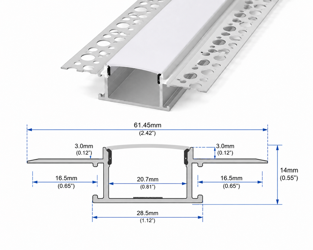 1" Trimless Post-Drywall Aluminum Profile
