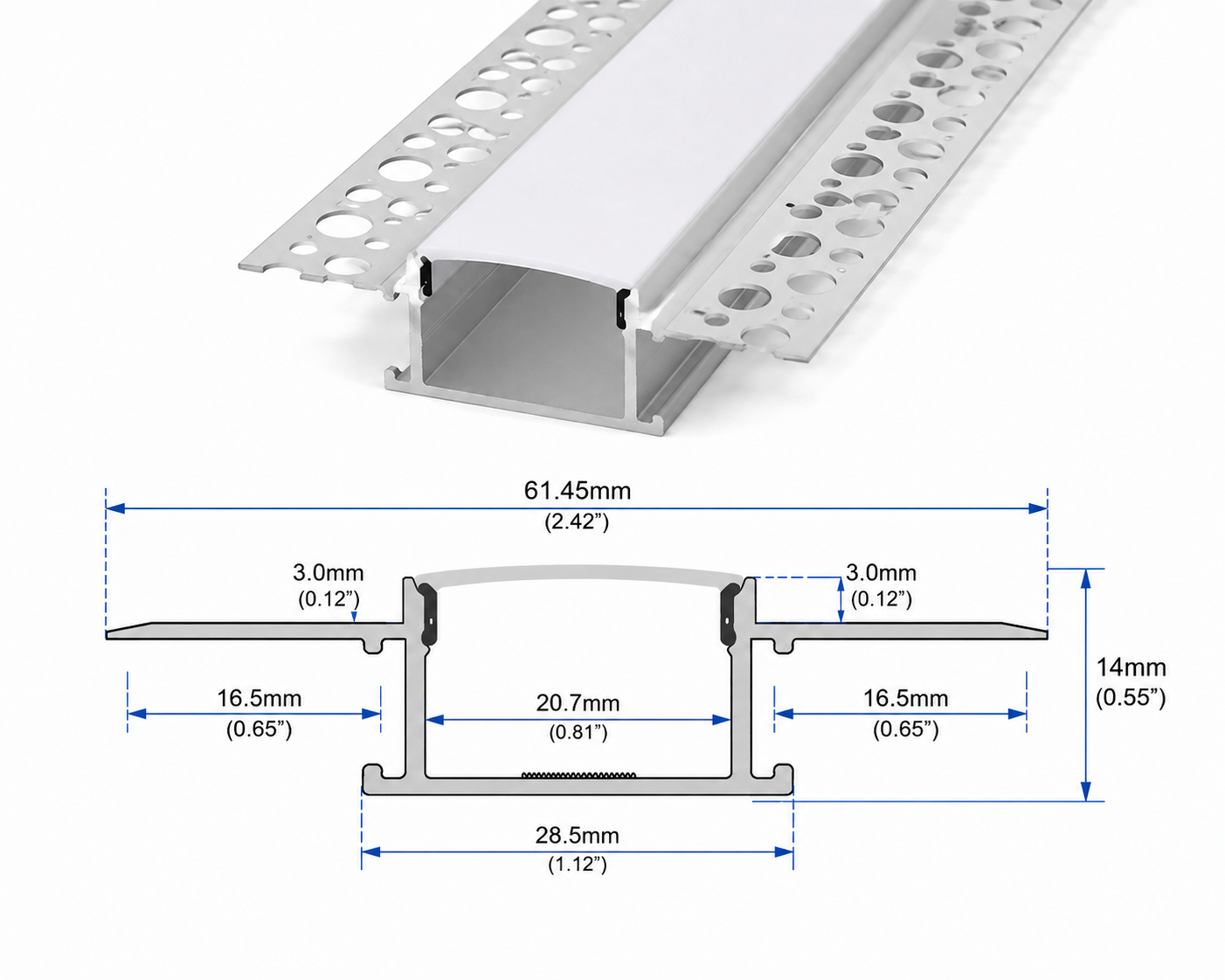 1" Trimless Post-Drywall Aluminum Profile