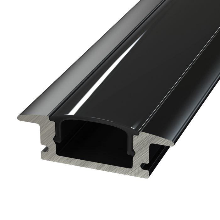 3/4" Recessed Aluminum Profile with Trim Lip (Black Finish+ Black Diffuser)