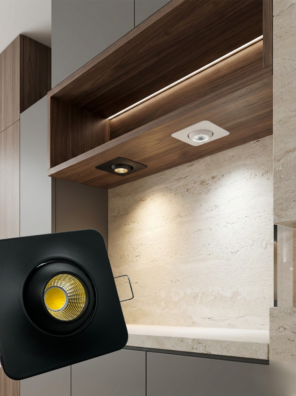 PVA1030 – 3W Under Cabinet LED Down Light (Square Gimbal)