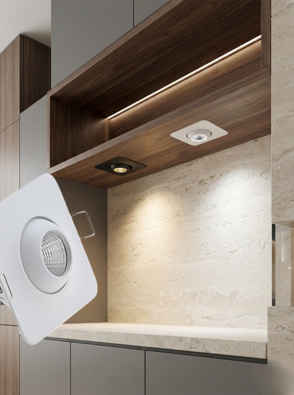 PVA1030 – 3W Under Cabinet LED Down Light (Square Gimbal)